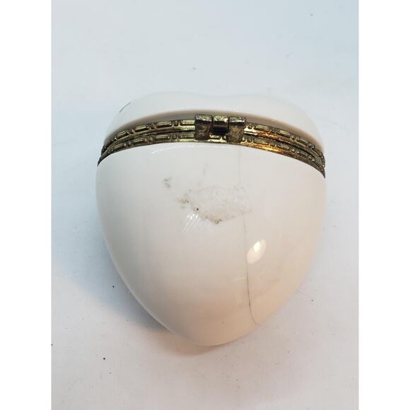 Vintage Porcelain Heart Jewelry Trinket Stash Ring Box Floral Roses 2000 - Picture 6 of 12